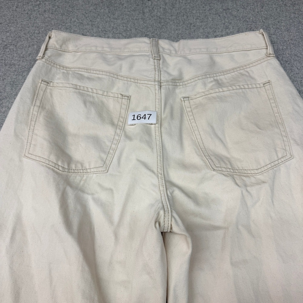 Old Navy High-Rise Baggy Wide Leg Pants Size 12 Beige Studded Side Seam Denim - Picture 11 of 11